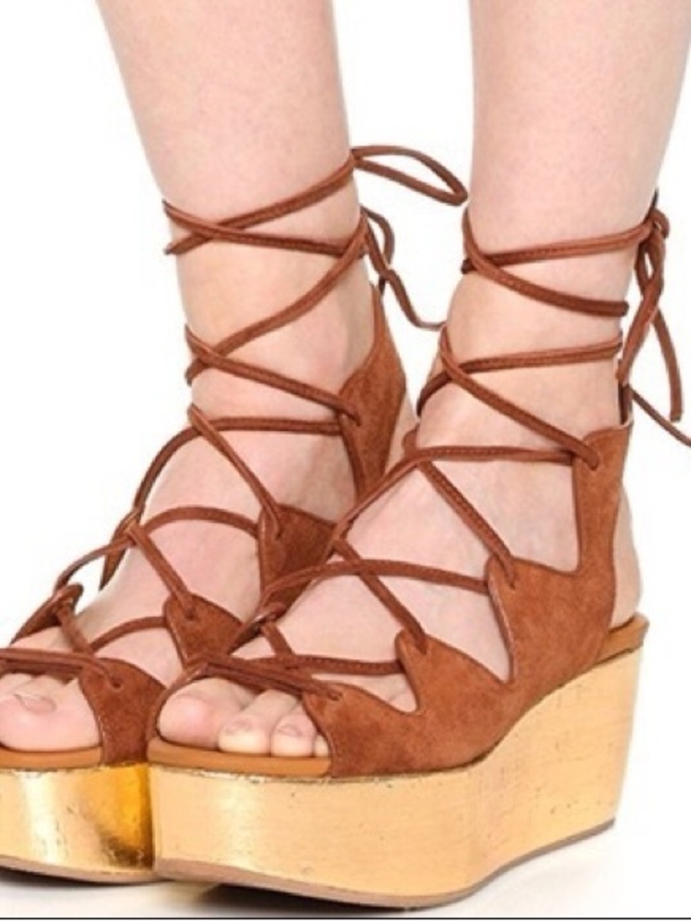 SEE BY CHLOE Liana Platform Suede Lace Up Sandals